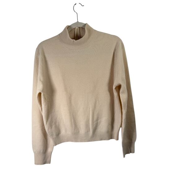 Appleseeds Cream 100% Cashmere Sweater Mock Neck Office Capsole Womens Medium - Picture 1 of 6